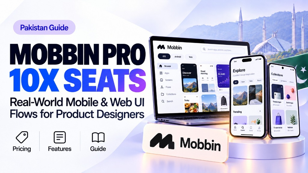 Mobbin Pro 10X Seats UI and mobile design flows subscription guide in Pakistan
